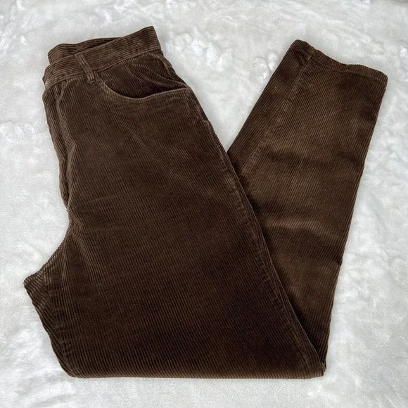 Lauren Ralph Lauren Women's Brown Corduroy High-Rise Tapered Leg Pants Size 10 - Picture 2 of 9